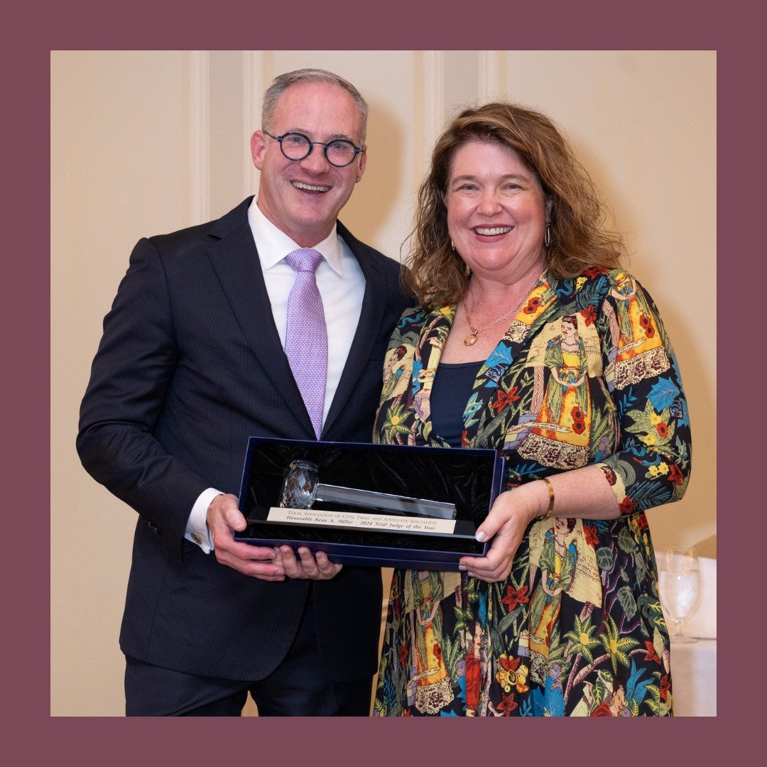 Honored to have been named this year’s Trial Judge of the Year by TACTAS earlier this month.
Receiving the award from TACTAS President—and past recipient—Judge Garrison made the moment even more special. Grateful for the recognitio