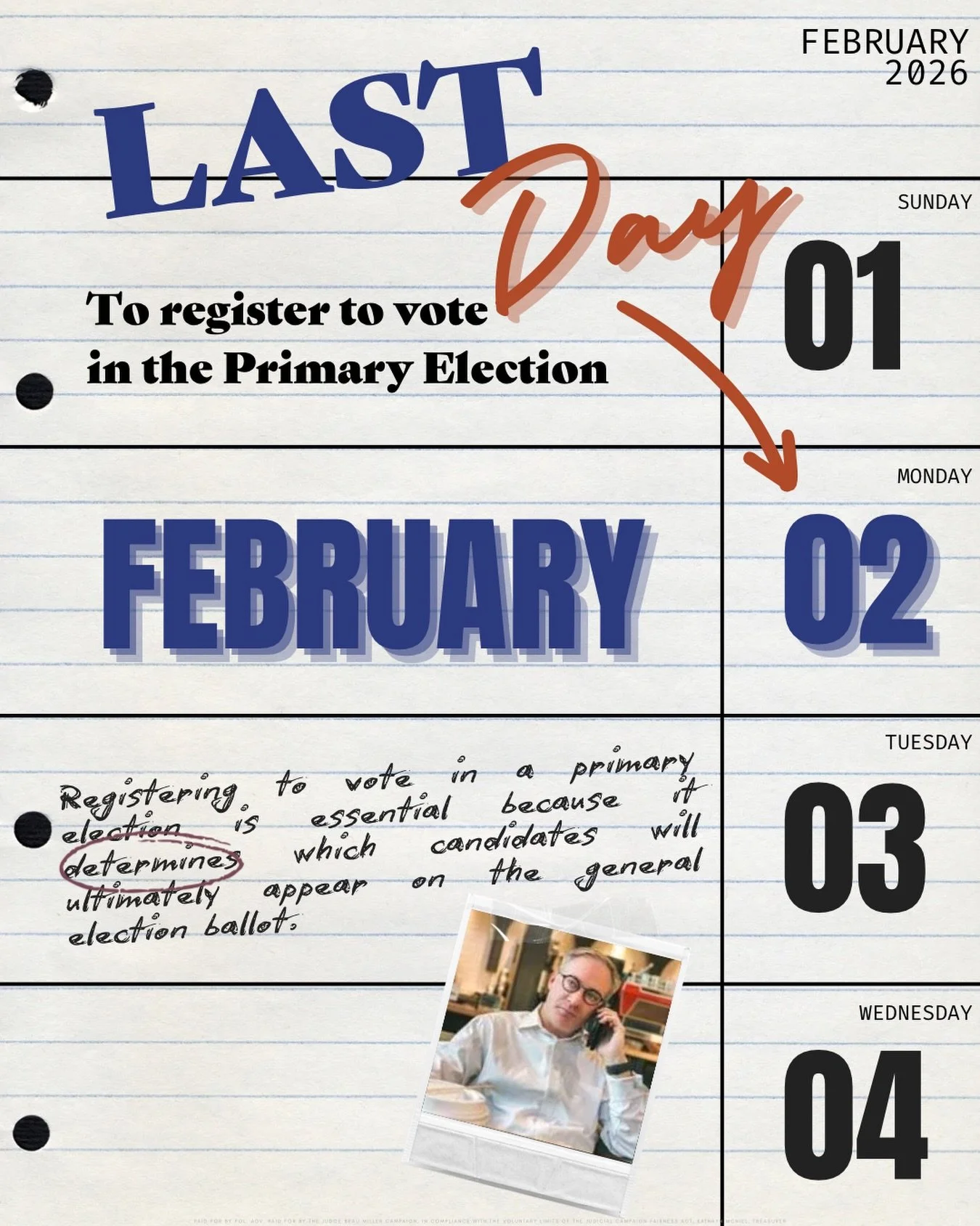Quick reminder:Registration is required to vote in the Harris County Primary. Check your status and be ready 🗳️

Visit texas.gov to make sure you&rsquo;re registered!
&bull;
&bull;
&bull;
&bull;
&bull;
#judgebeaumiller #harriscounty #houston #judge 