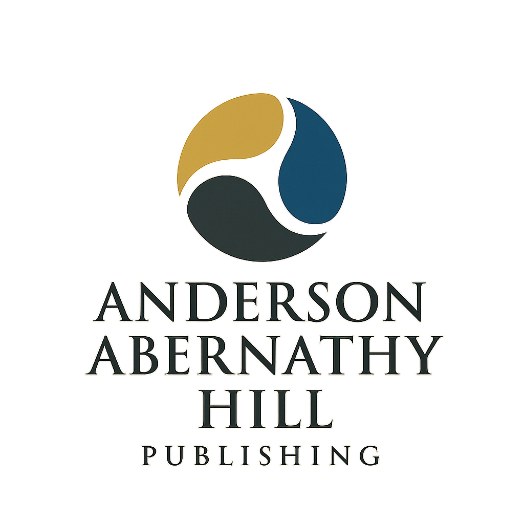 Logo of Anderson Abernathy Hill Publishing featuring a circular emblem with three colored segments and the company name beneath.