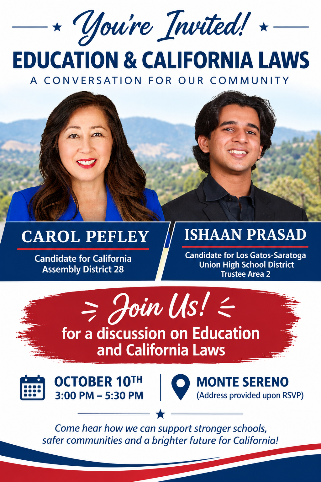 Education and California Law Discussion with Carol Pefley and Ishaan Prasad