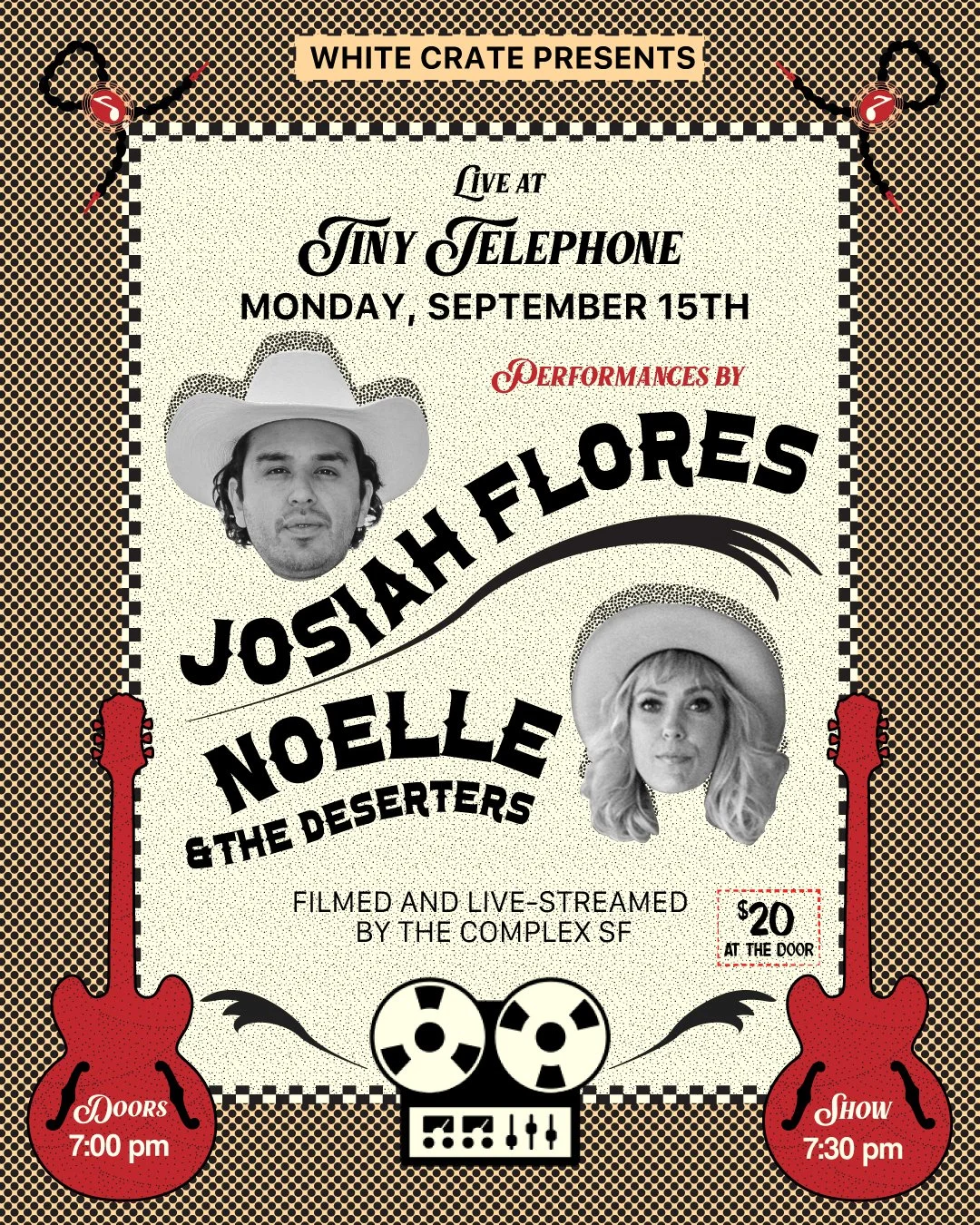 White Crate Presents x Tiny Telephone Music Series Poster Art Digital - Monthly unplugged in studio performances by artist near and far