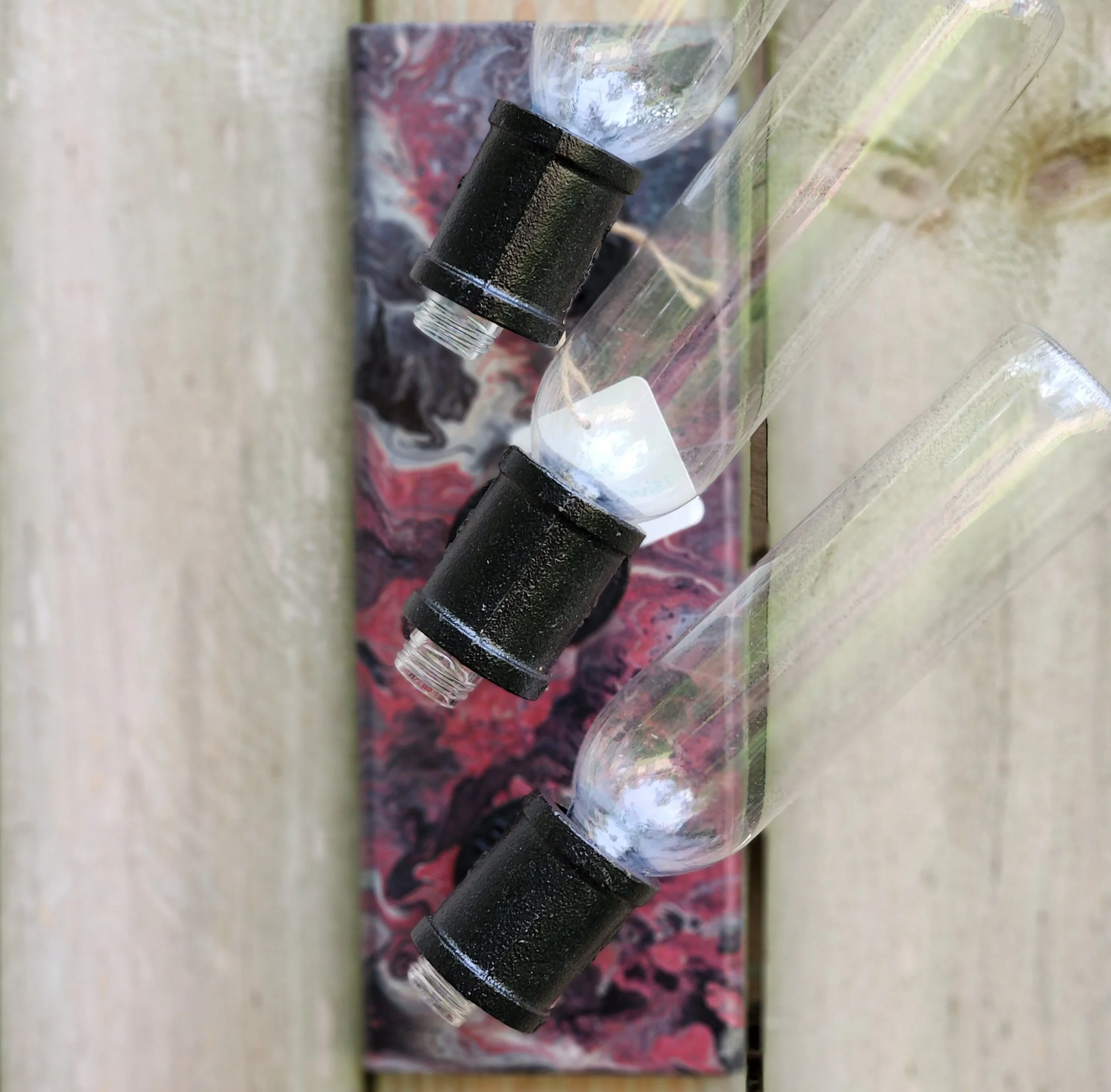 Red and Black 3 Bottle Wall-Mount Wine Rack