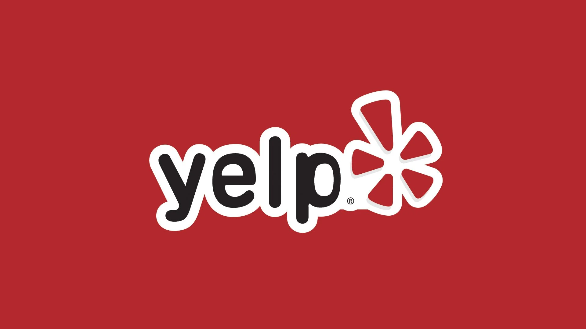 Yelp logo with the word 'yelp' in black, lowercase letters, and an red and white stylized burry resembling a star or flame on a red background.