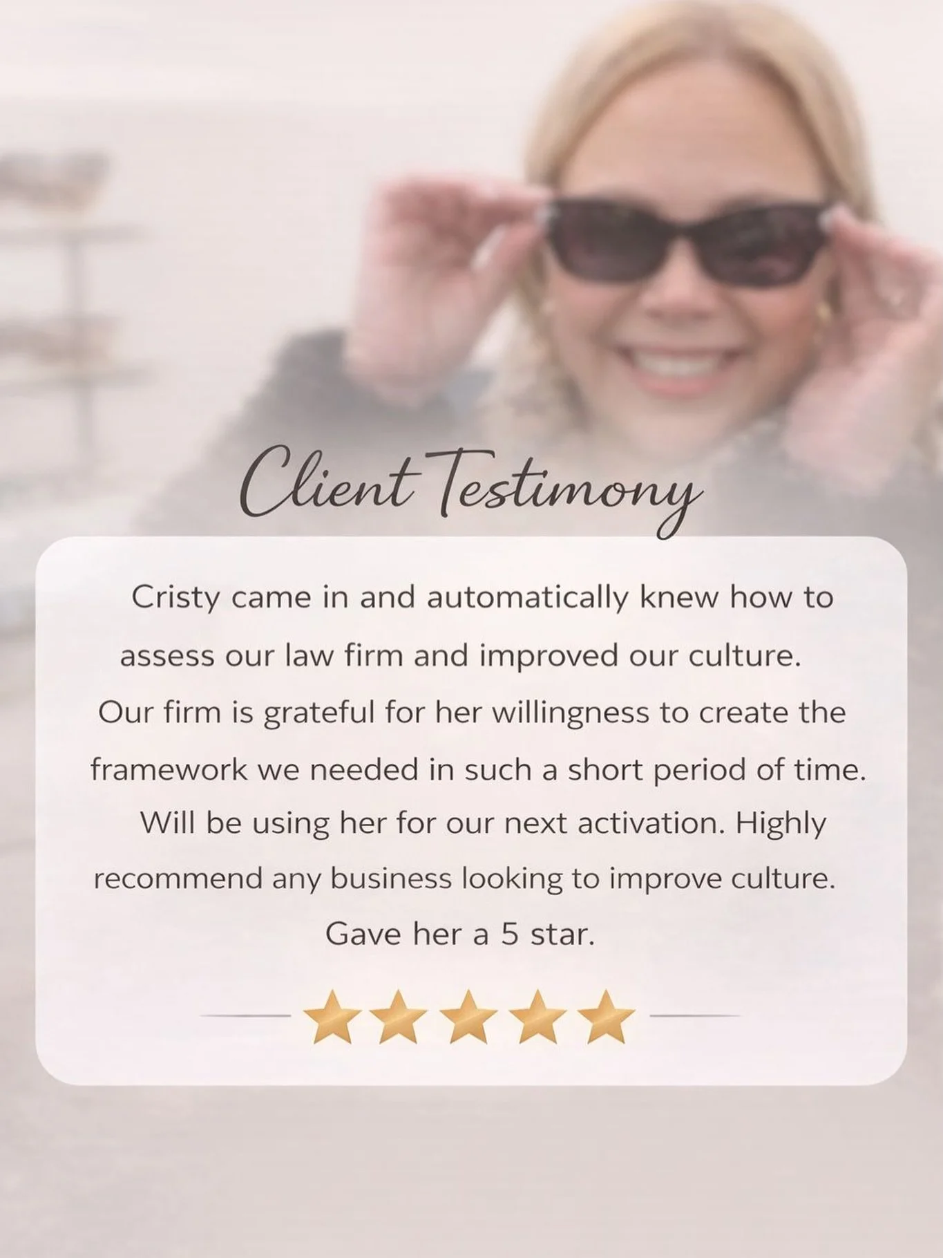 I had so much fun with this client. Thank you so much for the sweet words!!🙏🏻✨

In just six weeks, I gained the clarity needed to make a real impact. With the right assessment and framework in place, we transformed how this firm operates, communica