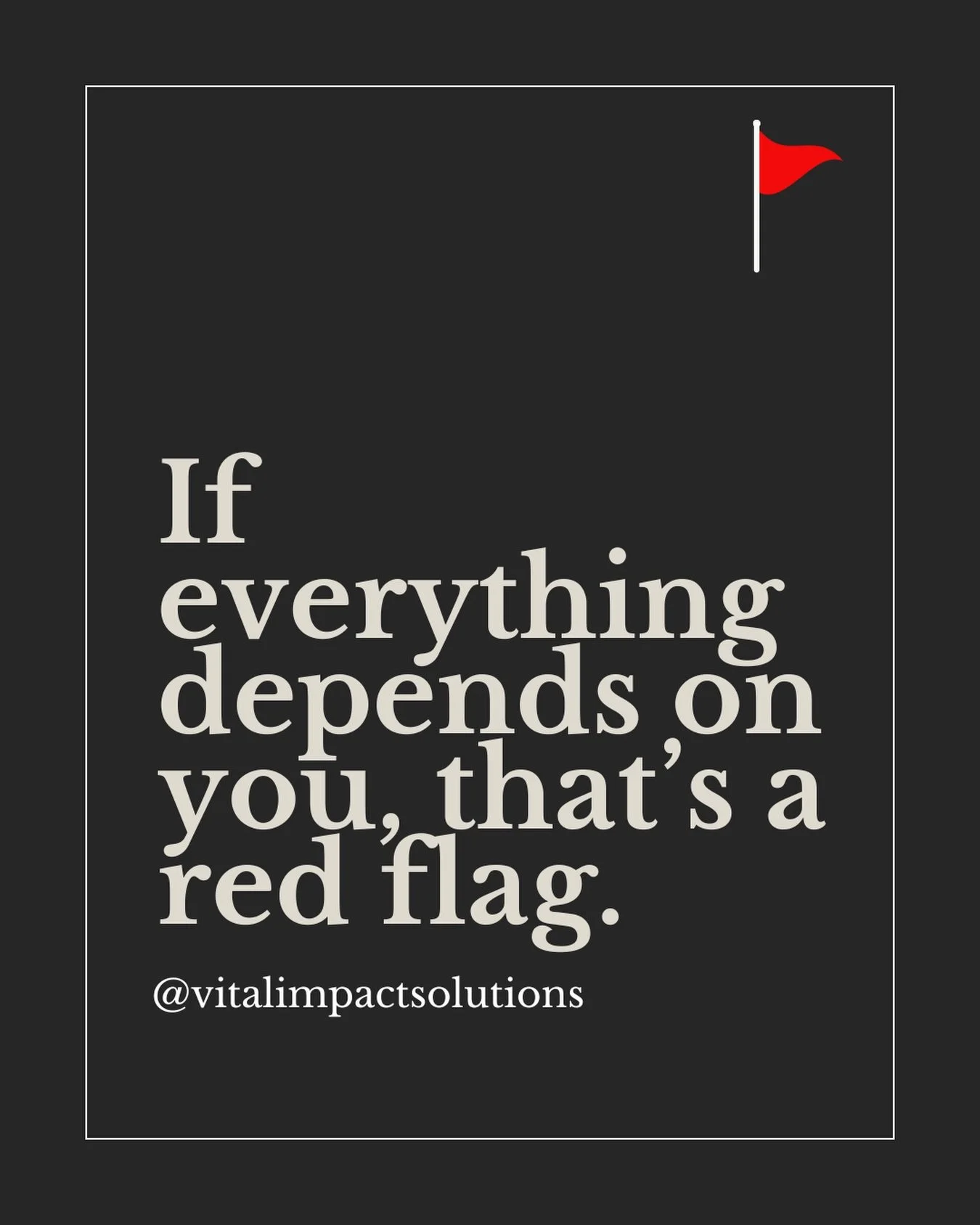 If everything depends on you, it may look like commitment, but it&rsquo;s often a red flag.

I see this constantly across organizations.
One leader holding the decisions, the relationships, the momentum&hellip; and the pressure.

Not because they wan