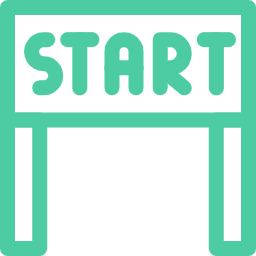 Ein Start-Banner am Anfang eines Rennwegs