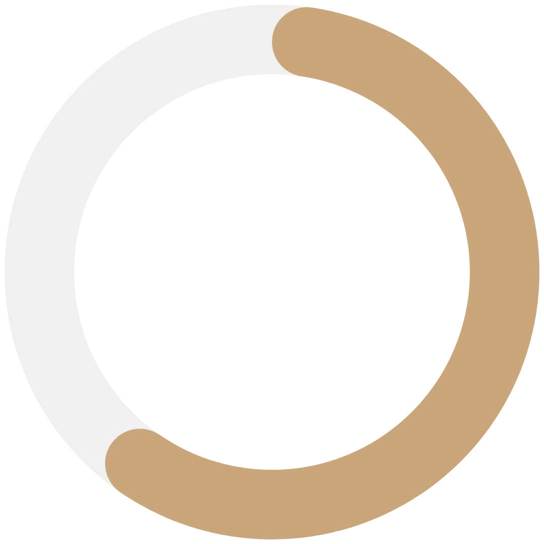 Circular progress indicator showing 62% completion, with a black background and beige and white portions of the circle.