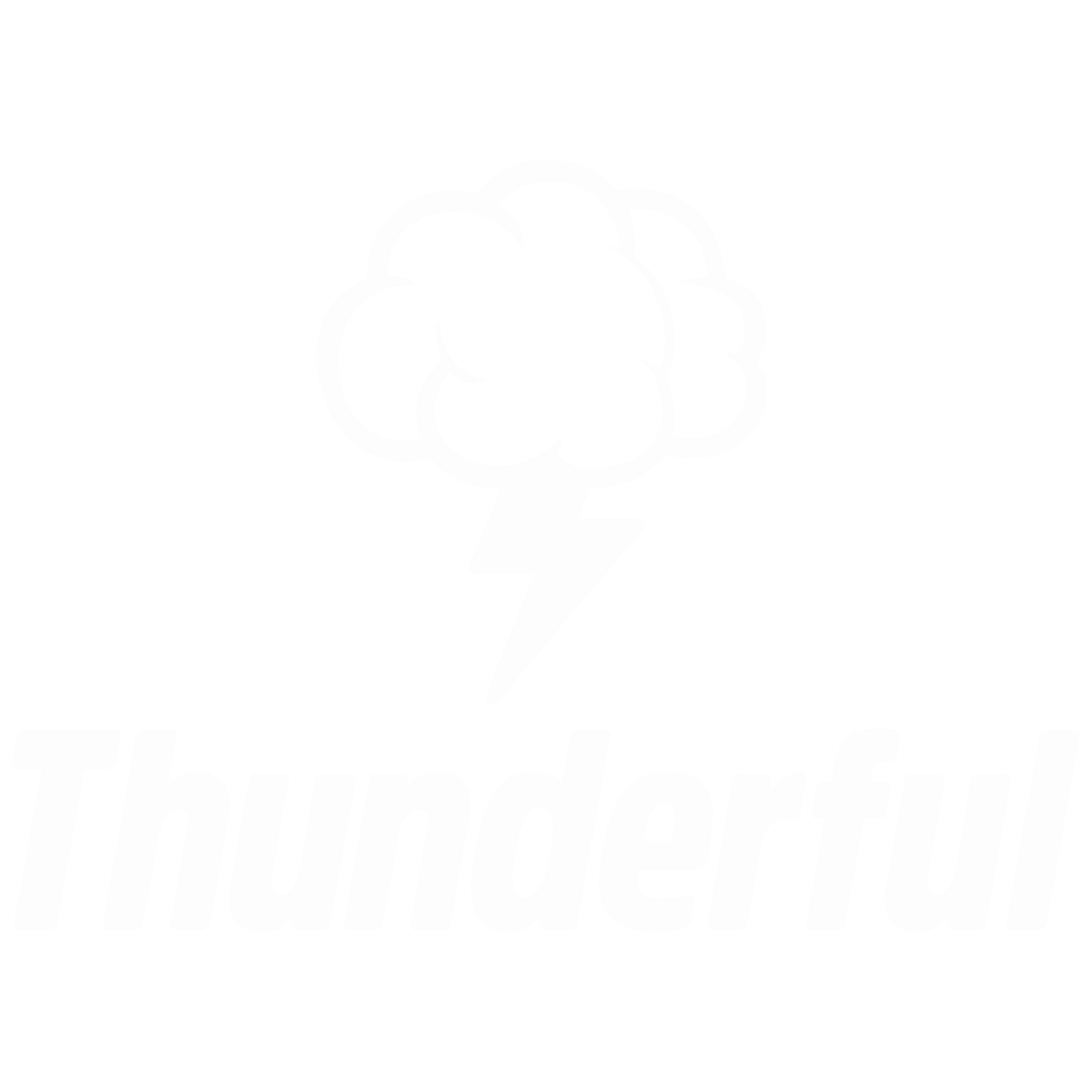 A black and white logo featuring a cloud with a lightning bolt and the word "Thunderful" written below.