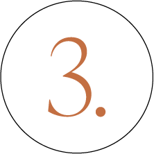 Number three in brown inside a circle.