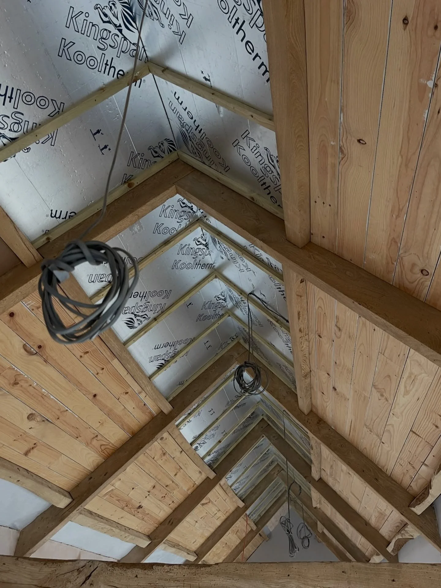 We were asked to finish the ceiling on this barn conversion with oak cladding carefully scribed between each rustic oak truss. Now the trusses have been sand blasted, it&rsquo;s created a warm finish that respects the original structure. 

Got a reno