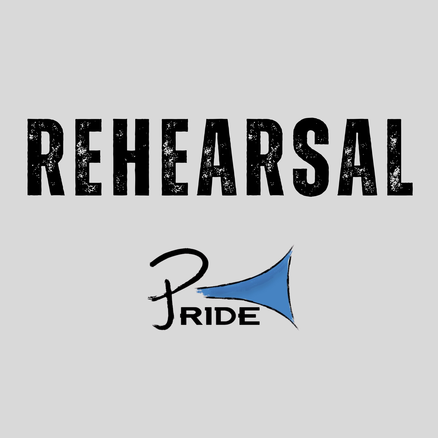Graphic with the word 'REHEARSAL' in large black rext with the Jaguar Pride Logo