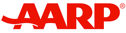 A logo with the word 'AARP' in bold red letters