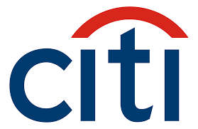 Citi logo with red arc over blue lowercase letters