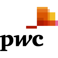 PwC logo with colorful pixelated graphic above the company name.