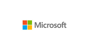 Microsoft logo with four colorful squares and the word 'Microsoft'