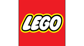 LEGO logo on a red background.