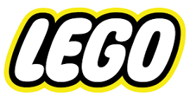 LEGO logo in black bold letters with a yellow outline on a white background.