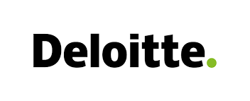 Deloitte logo with black text and a green dot