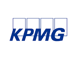 KPMG logo with four squares and the company name in blue