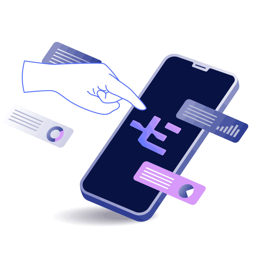 Person interacting with a logo while notifications and messages appear, representing targeted marketing and fan engagement.