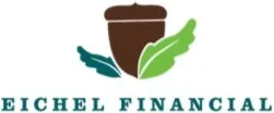 Logo of Eichel Financial with a stylized coffee cup and green leaves