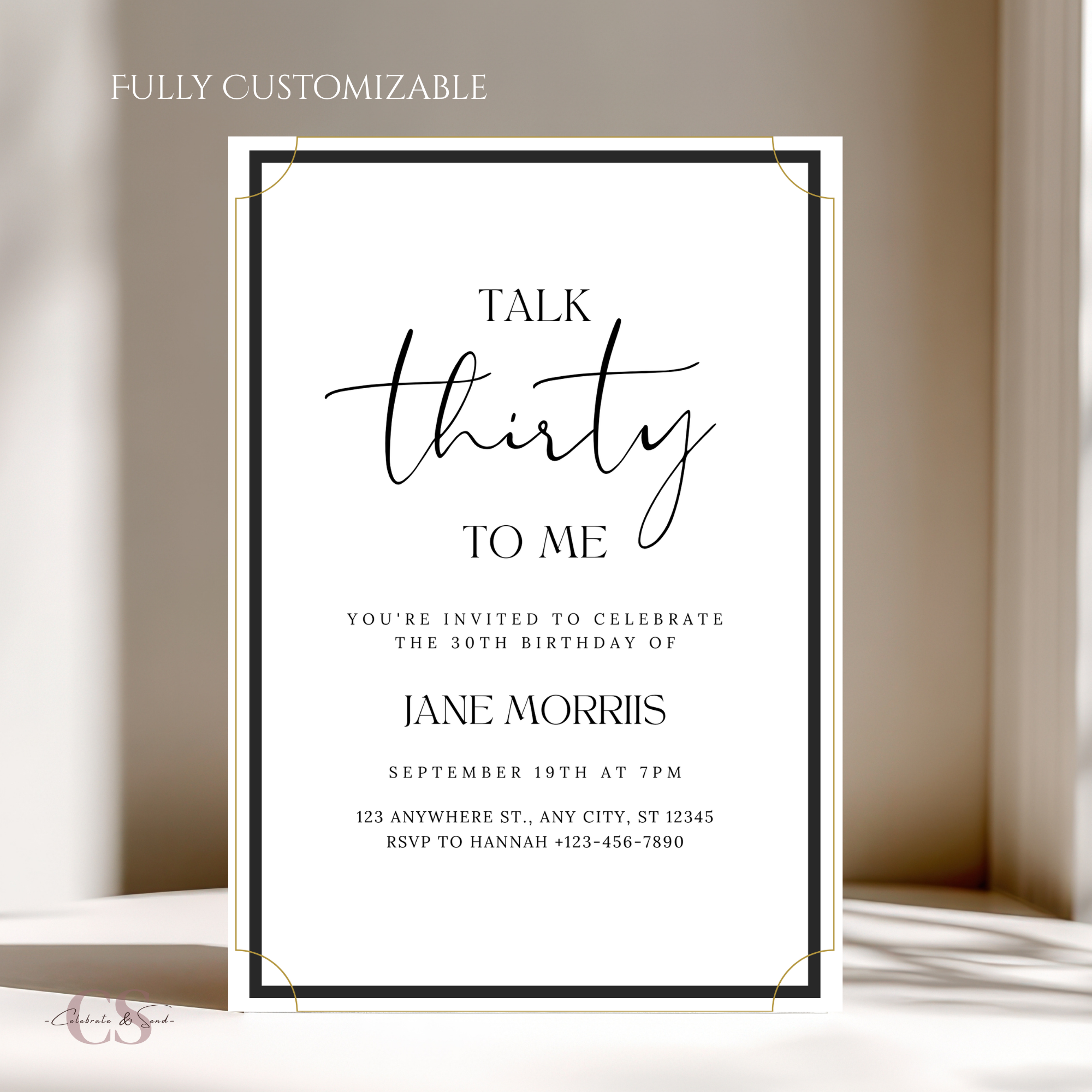 Talk Thirty to Me Birthday Invitation Template | Editable Canva Invite