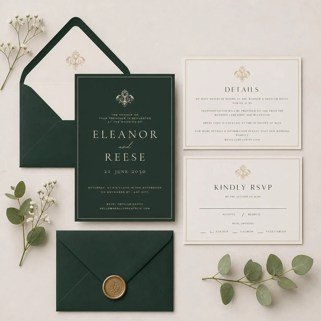 Estate Manor Wedding Invitation Suite | Editable Canva Template