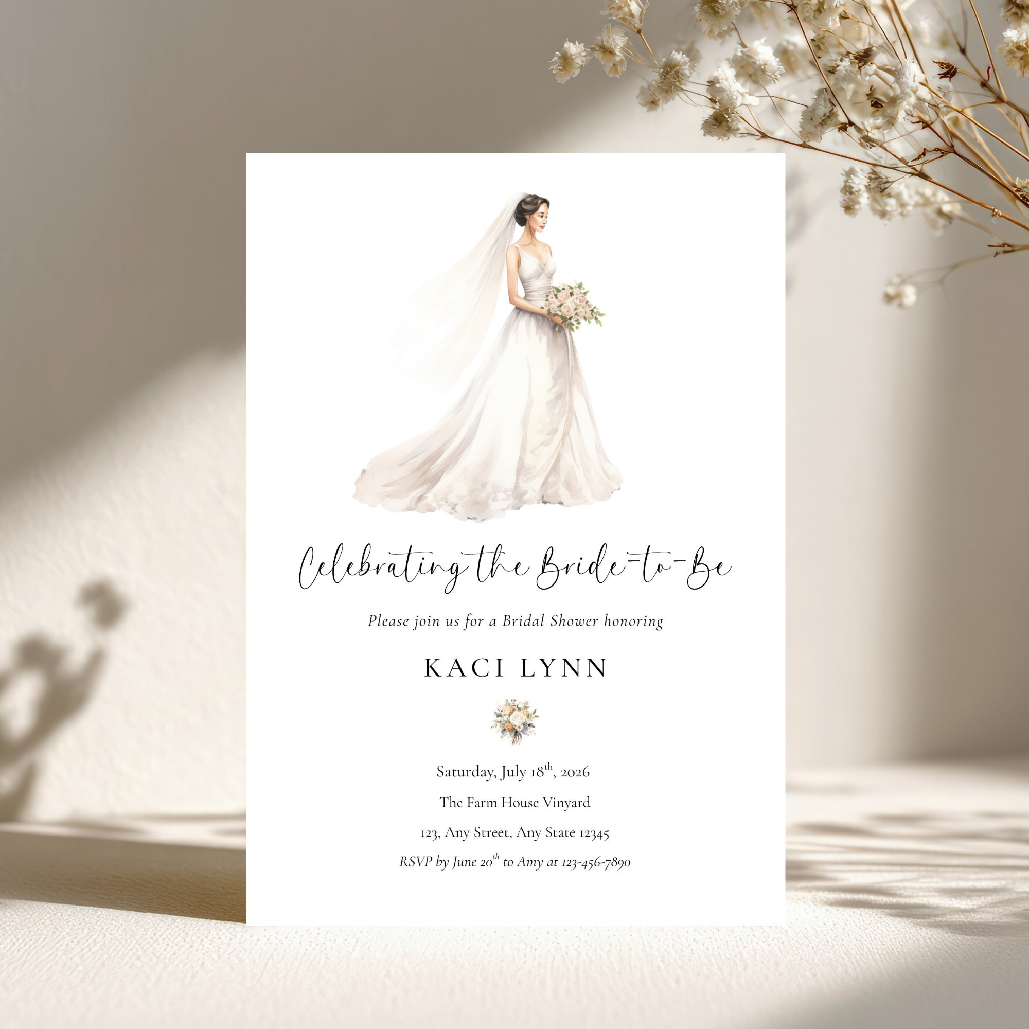 Celebrating the Bride-to-Be Bridal Shower Invitation Template | Elegant Canva Editable Invite