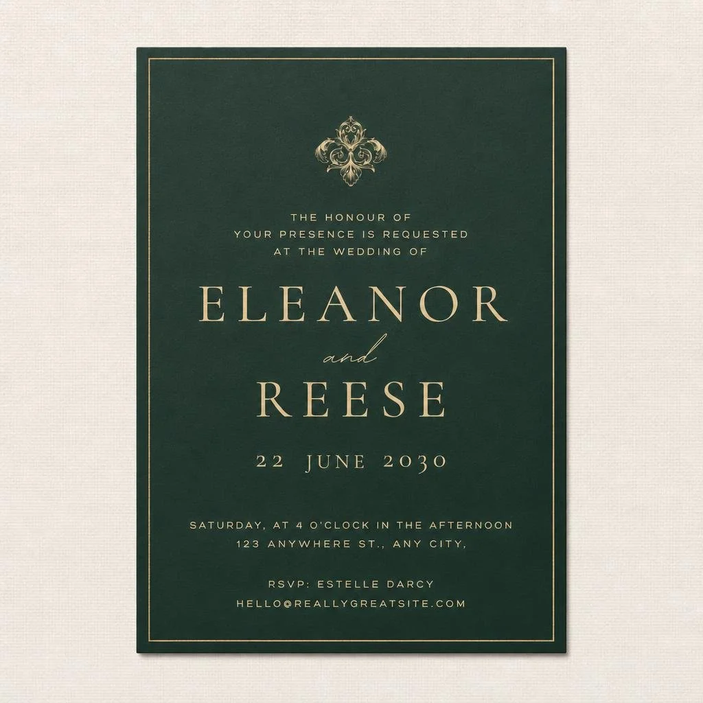emerald-green-wedding-invitation-Flatlay-gold-foil-modern-classic-design.jpg