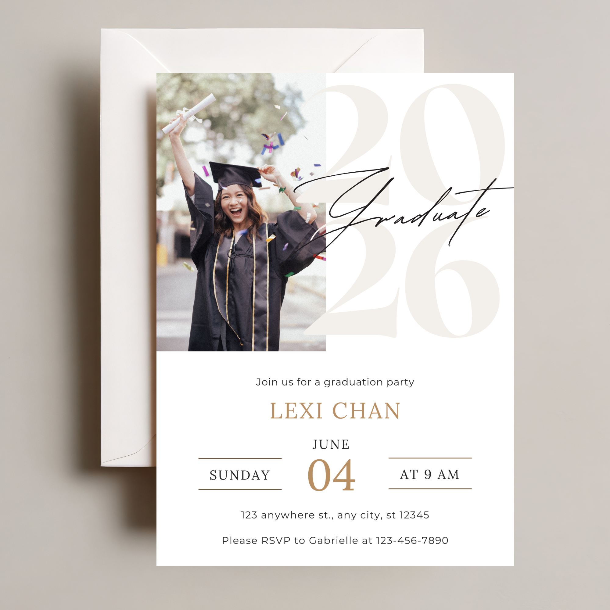 Modern Graduation Invitation Template | Minimal Class of 2026 Canva Invite