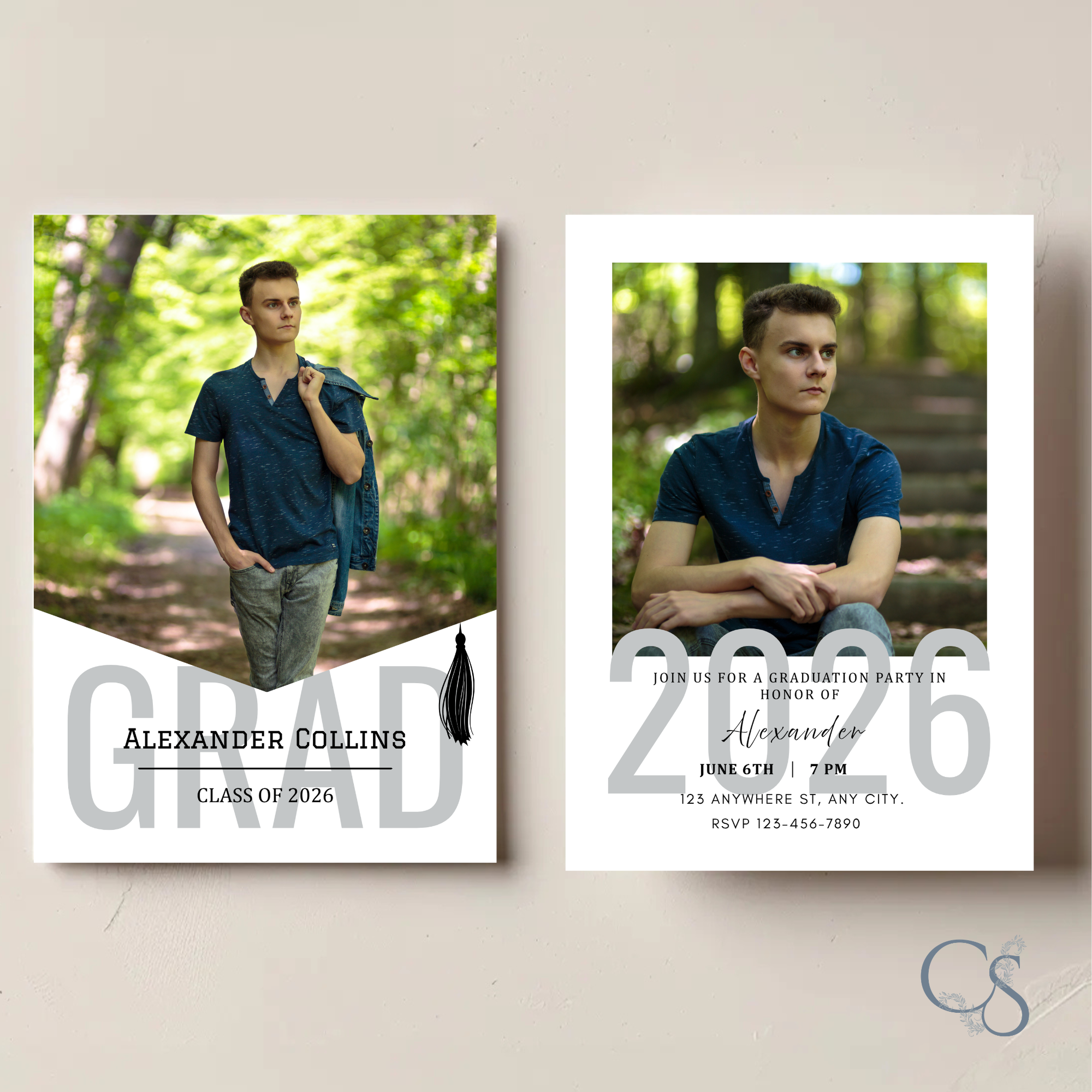 Bold 2026 Graduation Invitation Template | Photo Canva Grad Party Invite