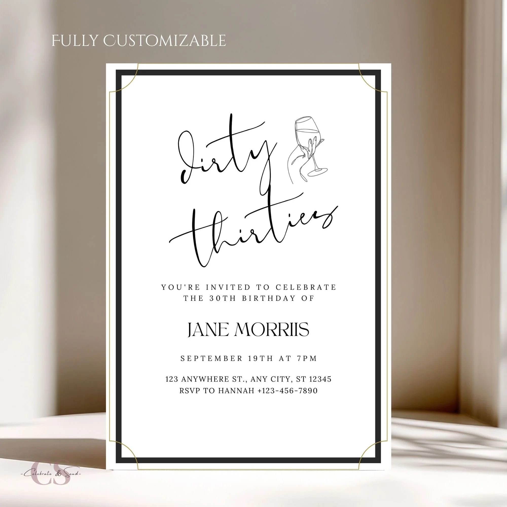 Dirty Thirty Birthday Invitation Template | Editable Canva Invite