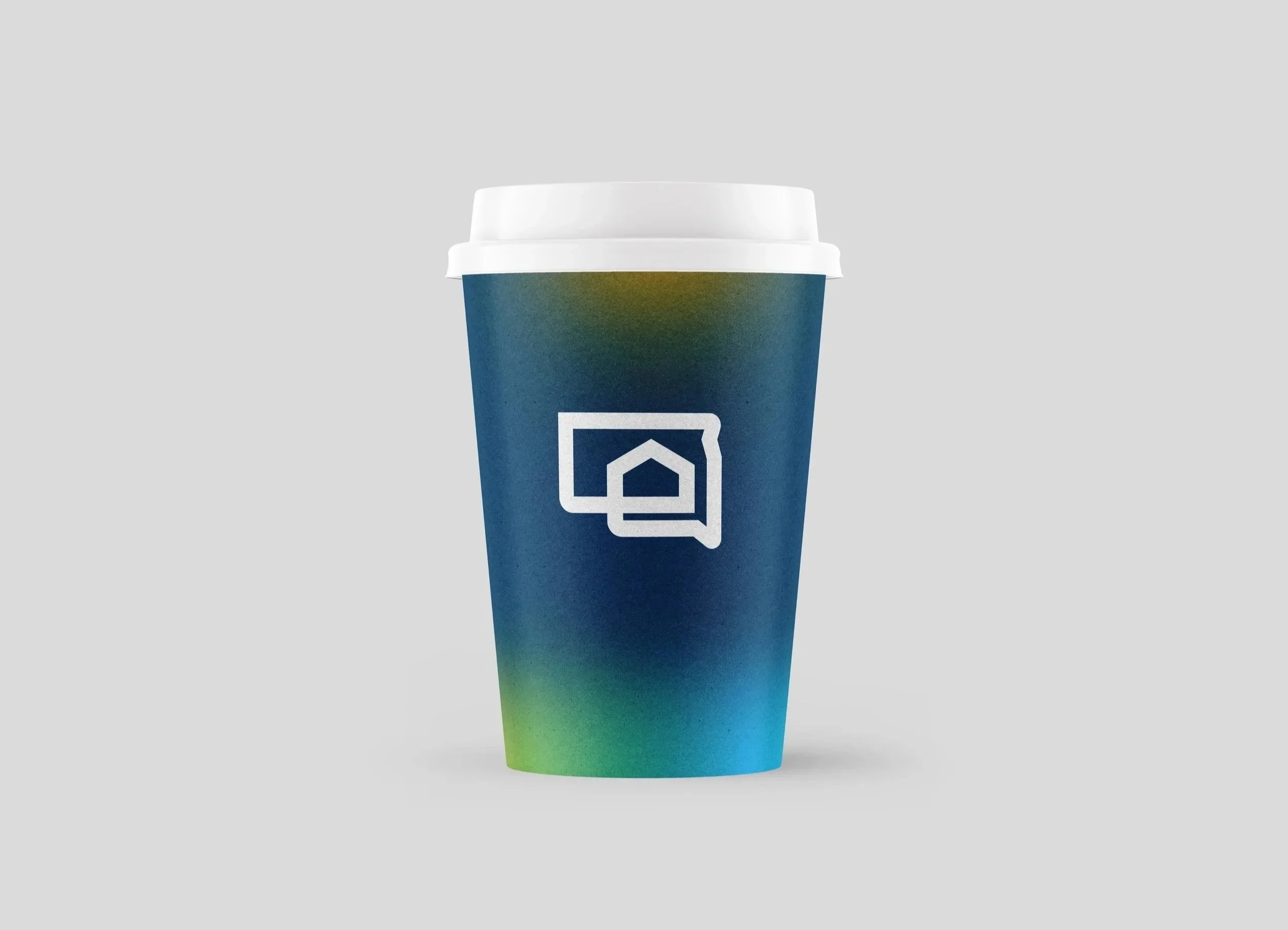 Coffee cup with SD Housing's branding
