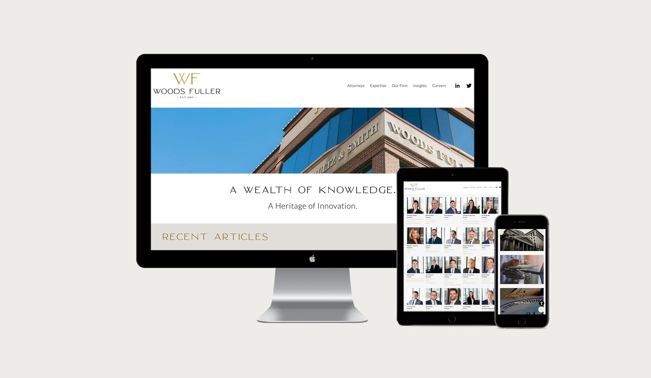 Woods Fuller website mockups