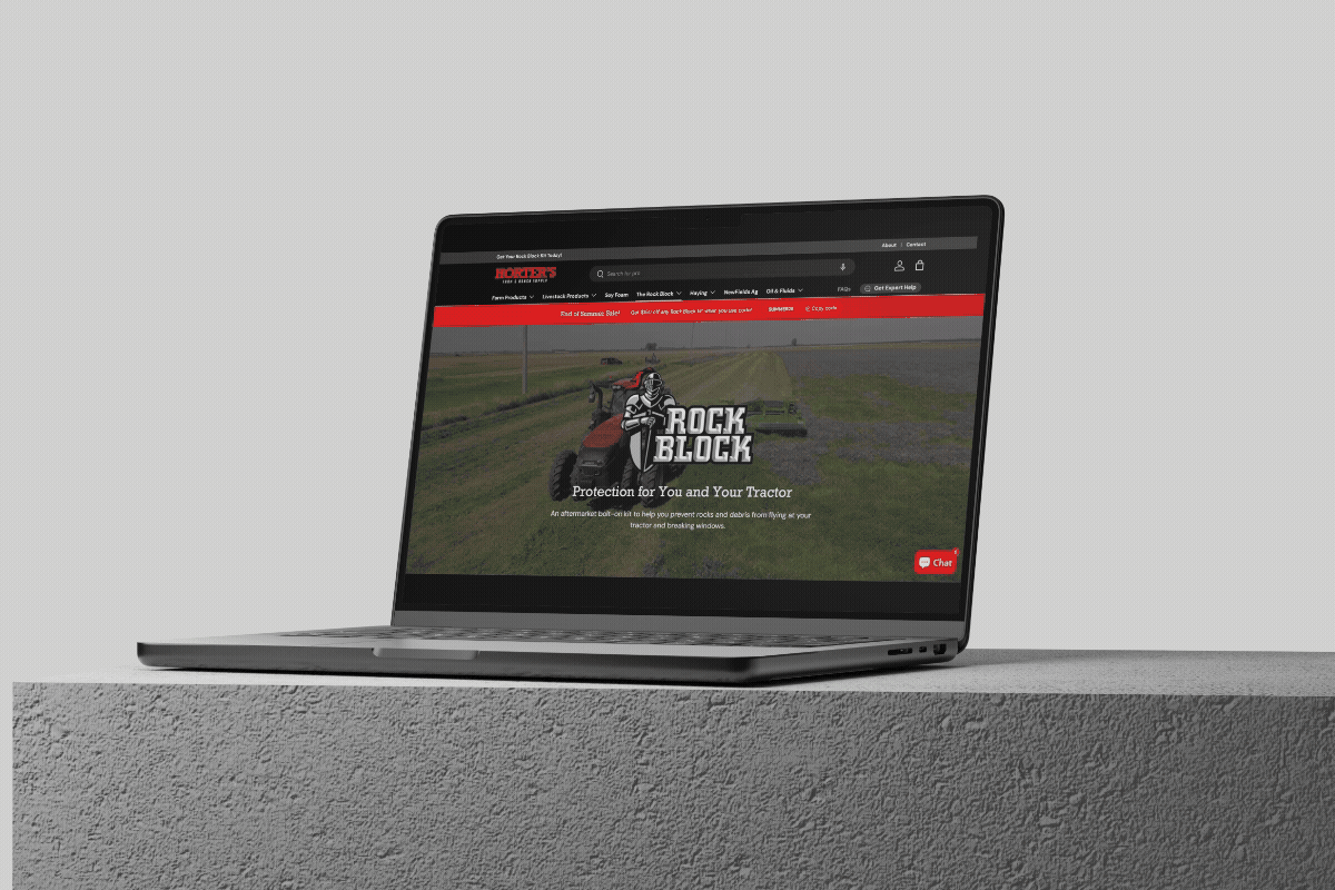 The Rock Block website laptop mockup.