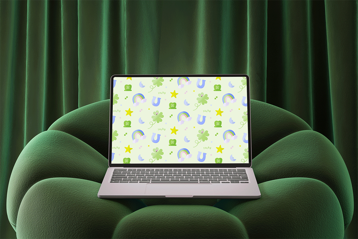 Computer with the March desktop calendars on the background.