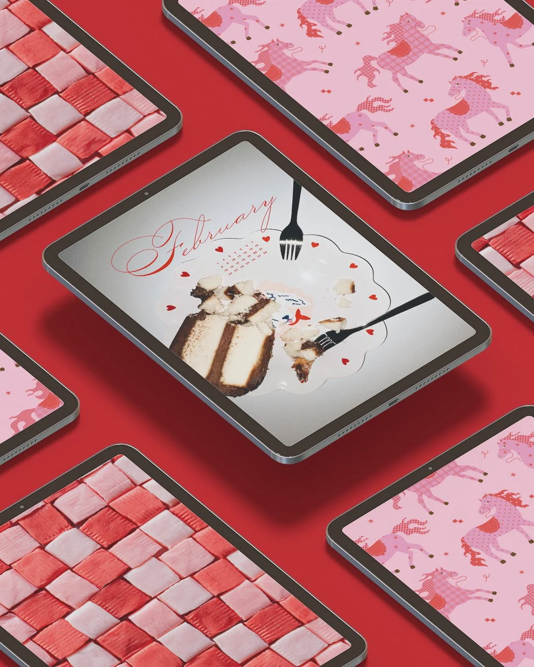 Ipads with cake, starbursts, and horses on them