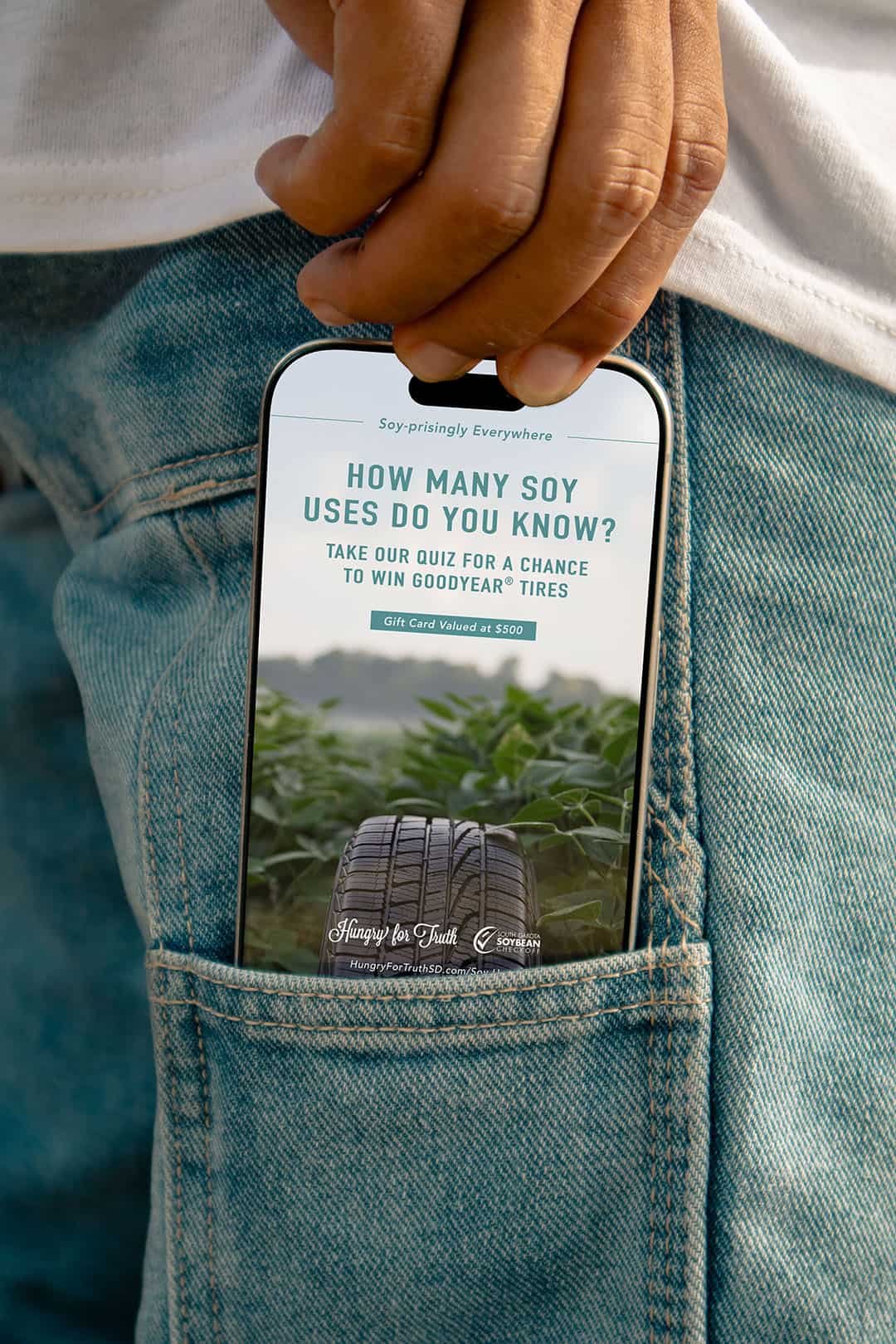 hand holding phone with a Hungry for Truth instagram story mockup