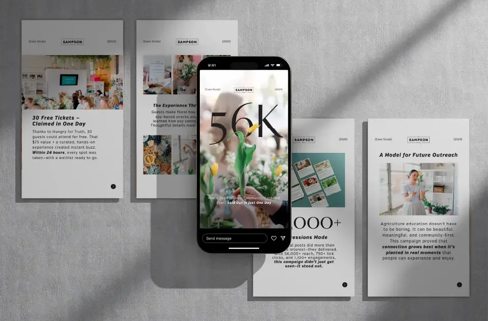 Social Media carousel showcasing a marketing case study with results