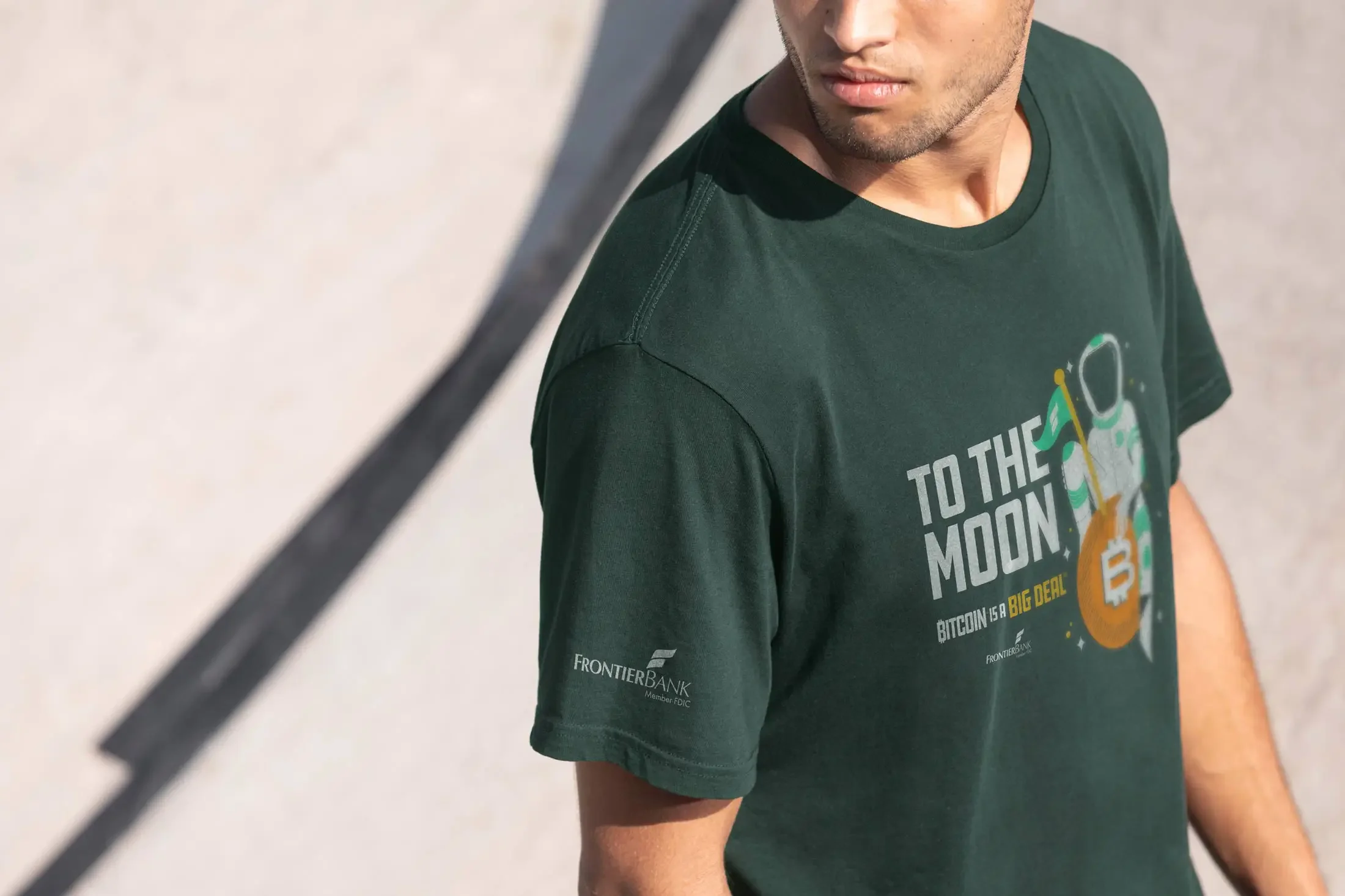 Frontier Bank Bitcoin is a Big Deal "To The Moon" t-shirt design by The Sampson House.