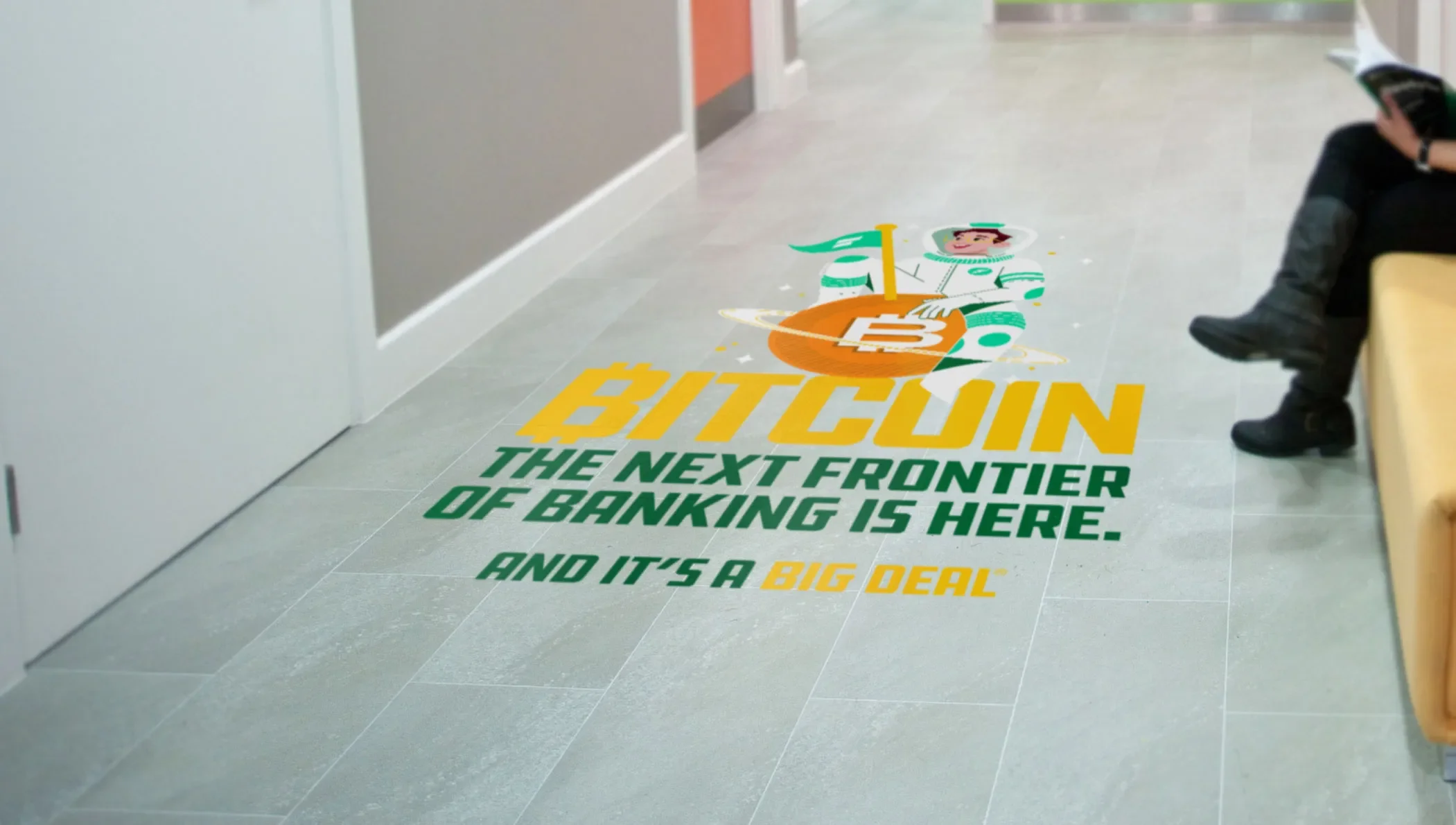 Frontier Bank Bitcoin campaign floor graphics developed by The Sampson House