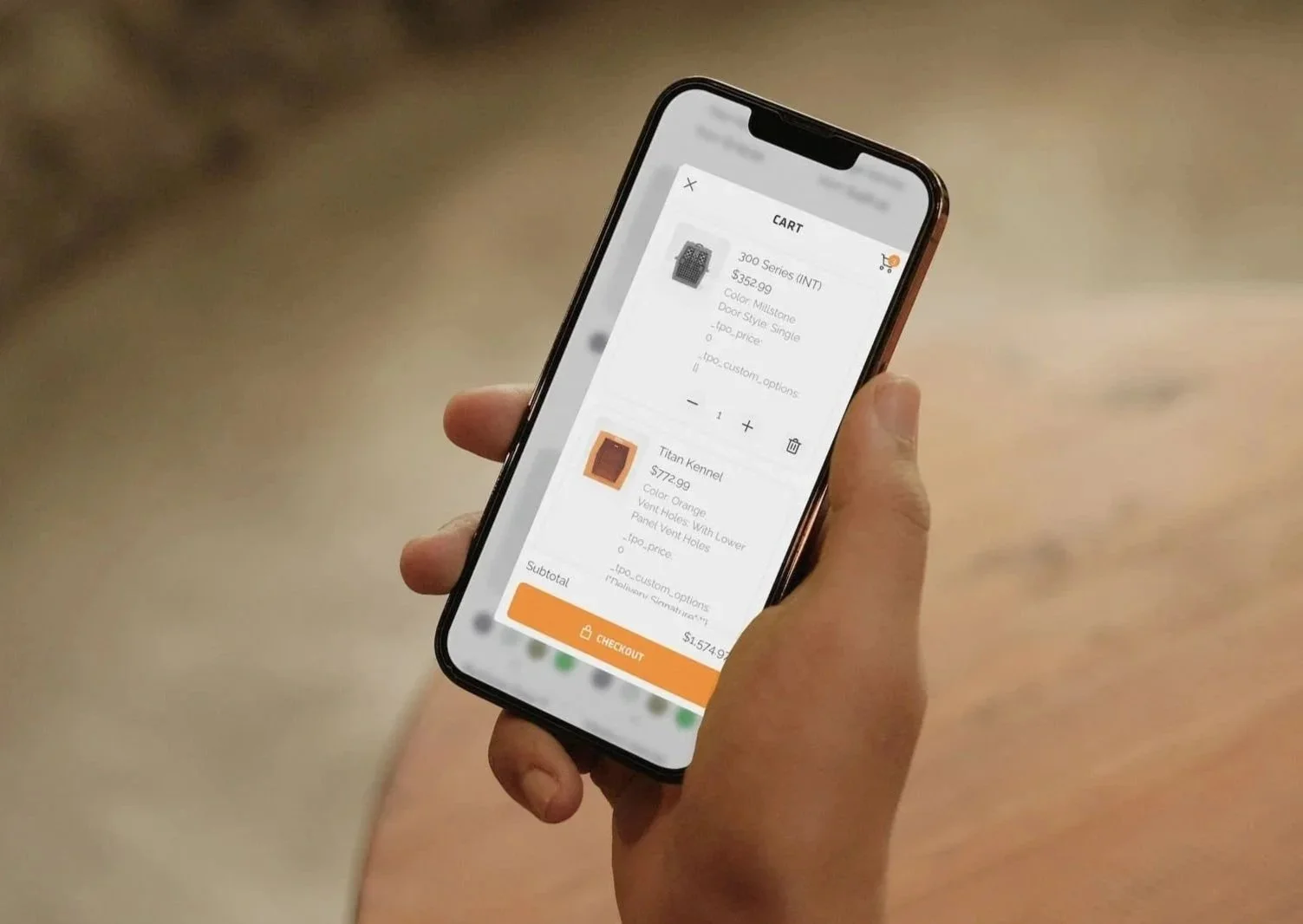 Ruffland Kennels cart mockup iPhone