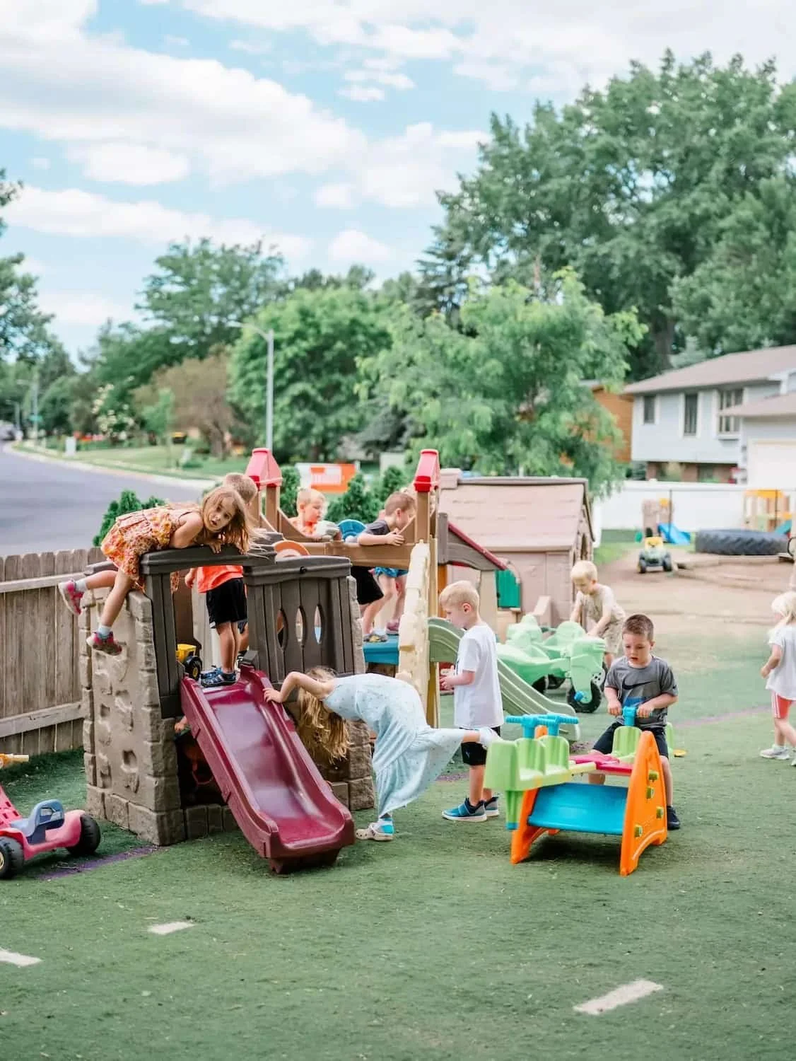 children playing on playground.