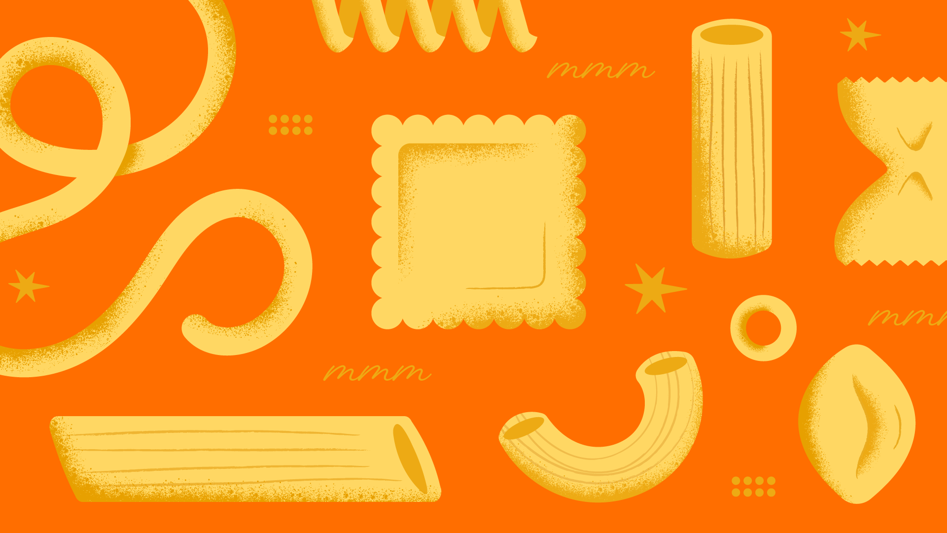 Illustrated noodles with orange background