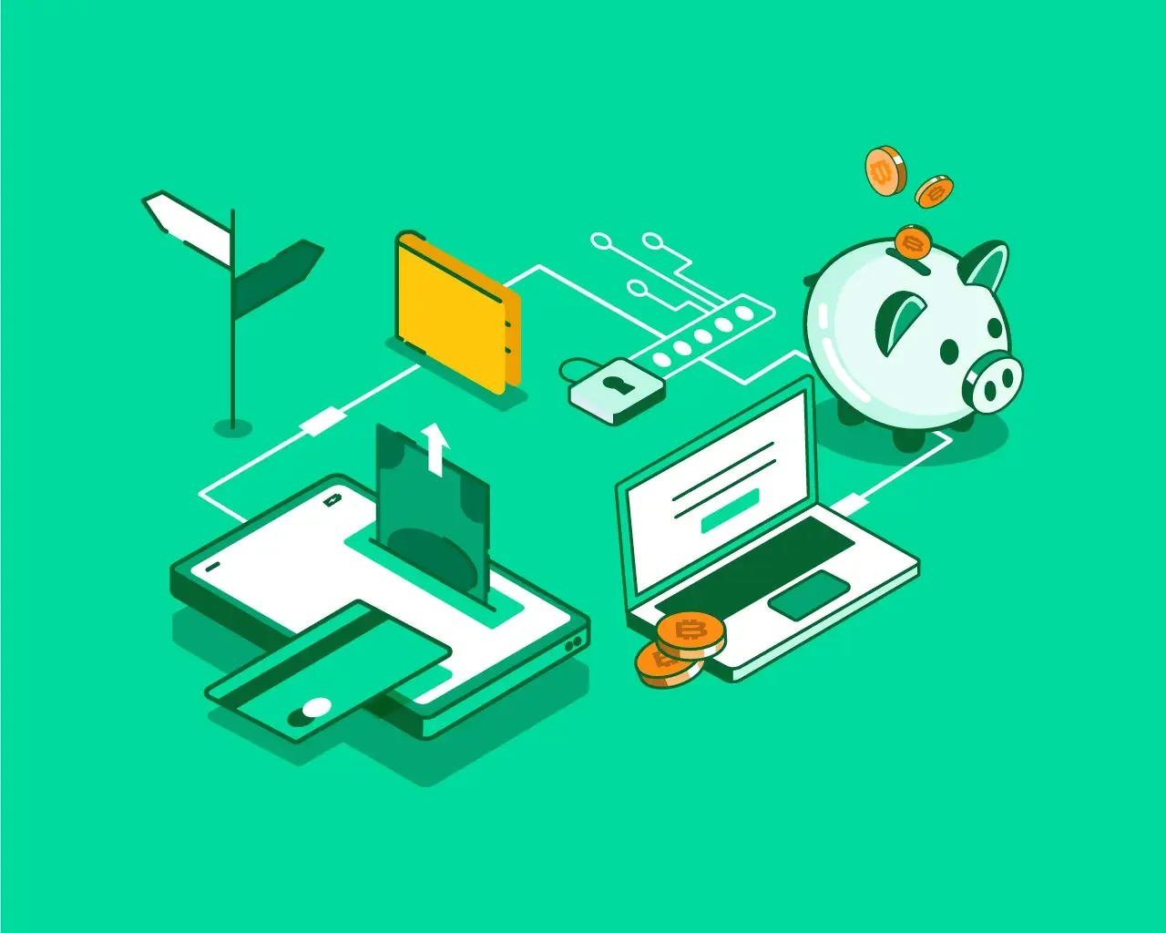 Frontier Bank Bitcoin is a Big Deal campaign isometric iconography design by The Sampson House.