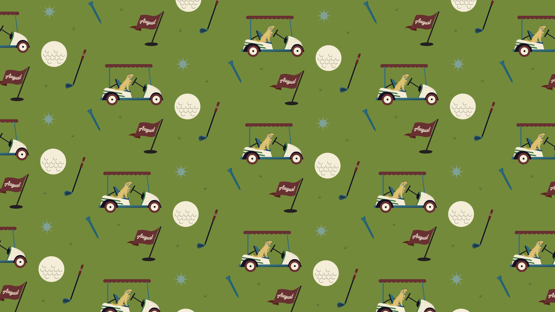 illustration of dog on a golf cart