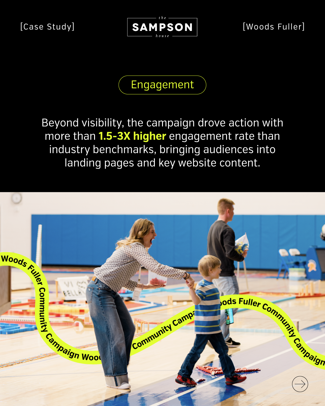 an image of a mother and son at a community event with the title "engagement"
