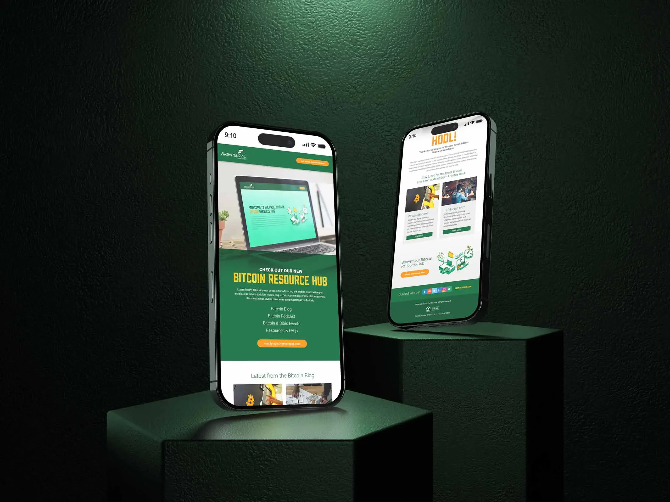 Frontier Bank Bitcoin resource hub email design by The Sampson House.