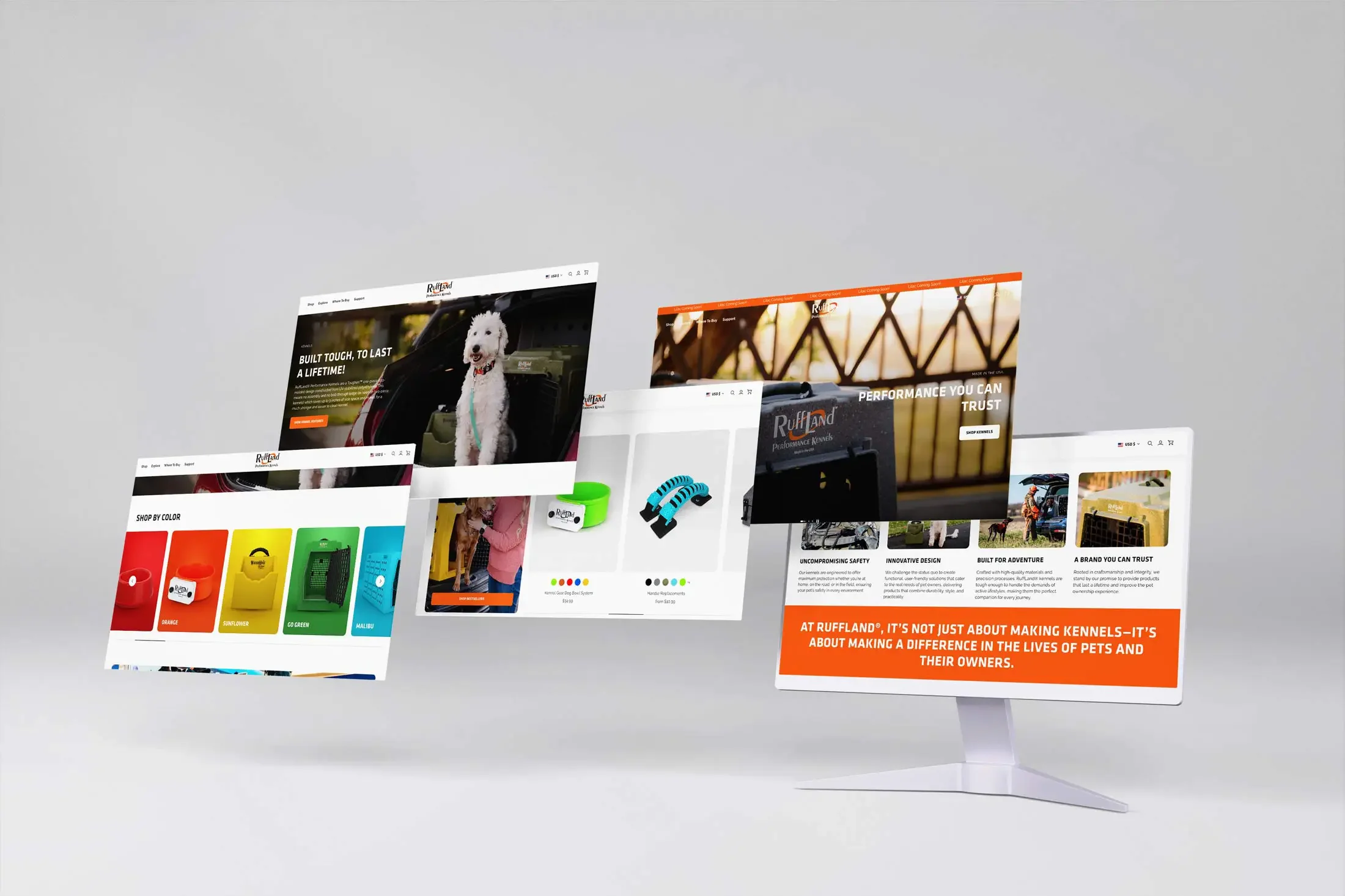 RuffLand® Performance Kennels website developed by The Sampson House.