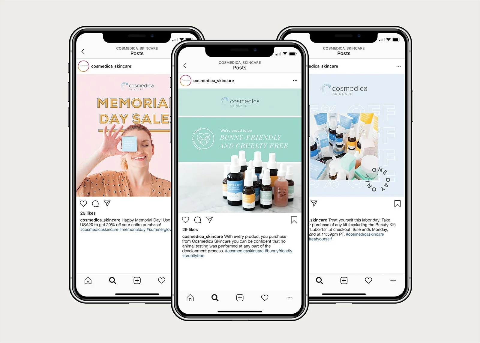 Cosmedica social posts mockups